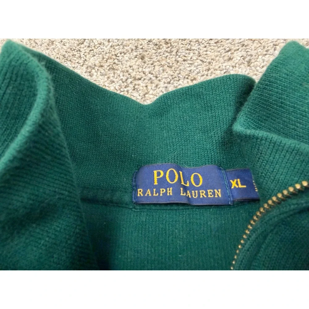 Polo Ralph‎ Lauren Mens XL Forest Green 1/4 Zip Pullover Sweater Purple Pony